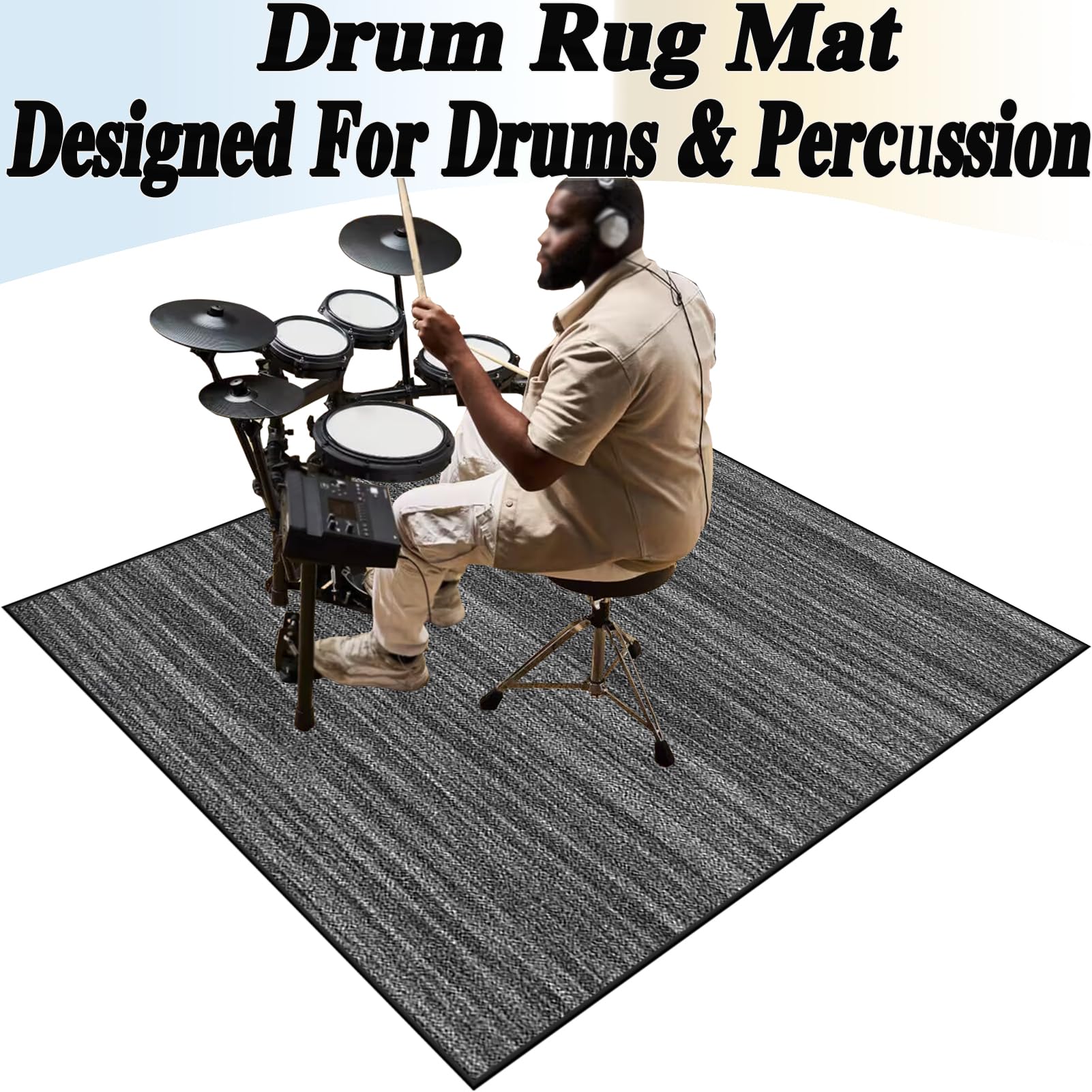 Alfombras para Baterías Antivibracion - Alfombrilla de Tambor Electronica Antideslizante - Alfombra Insonorizada para Caja de Bombo y Otros Instrumentos Musicales 140 x 90 cm