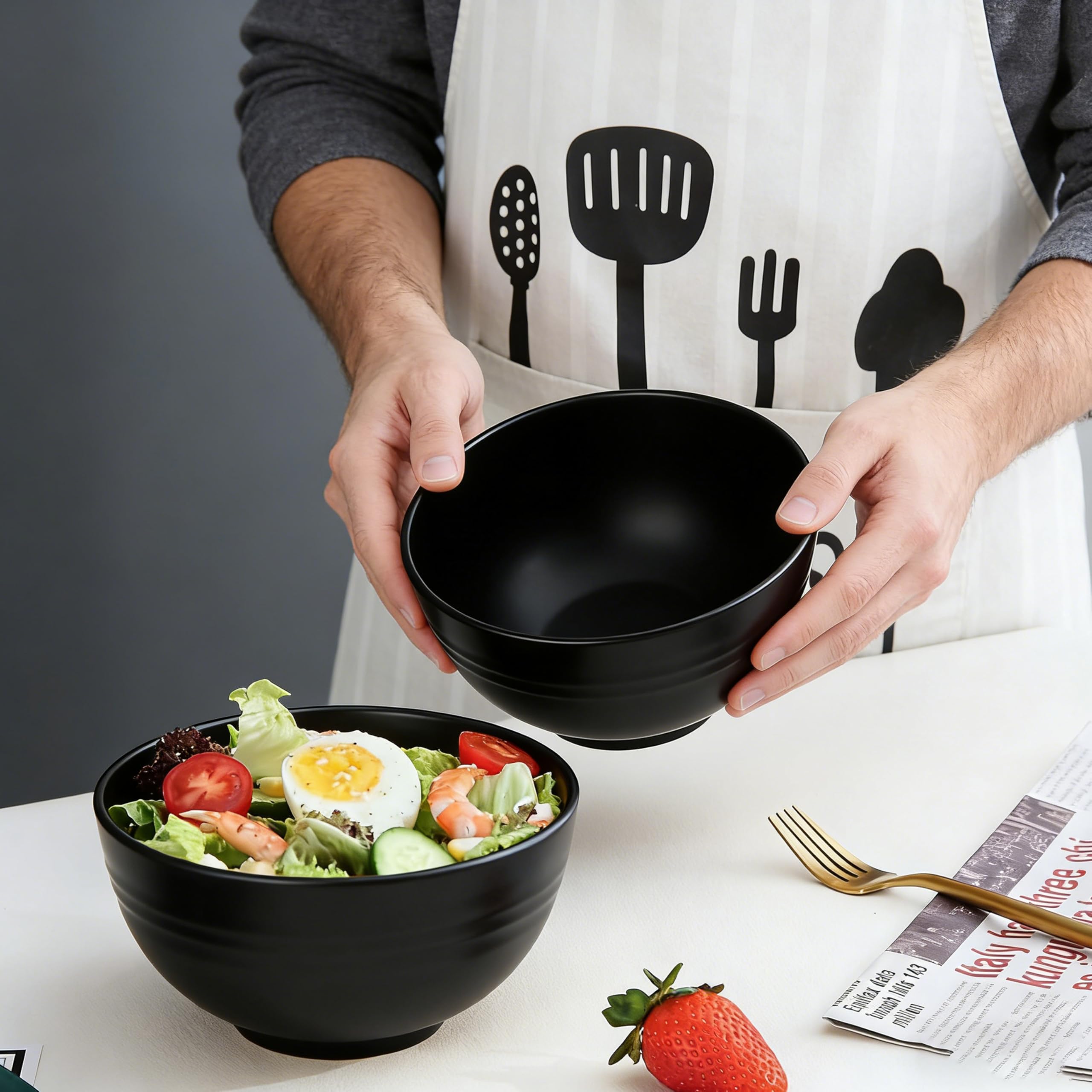 wocpvm Set di 8 grandi ciotole per cereali infrangibili in plastica leggera per bambini, ciotole riutilizzabili per la colazione per zuppa, insalata, frutta, pasta e cereali (4 colori