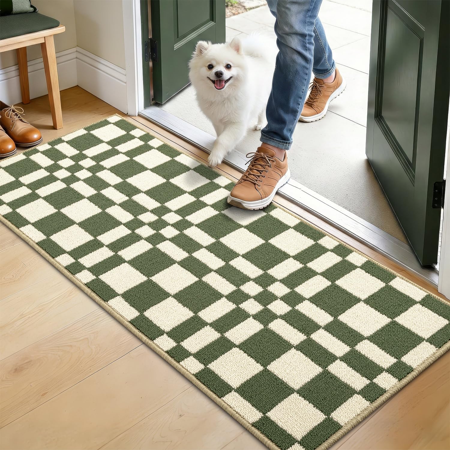 Biscpro Fußmatte Innen Außen Waschbar eingangsteppich innen Schmutzfangmatte rutschfest,Türmatte Innen Teppich für Eingang, Patio, Flur, Garten, Innen und Außen