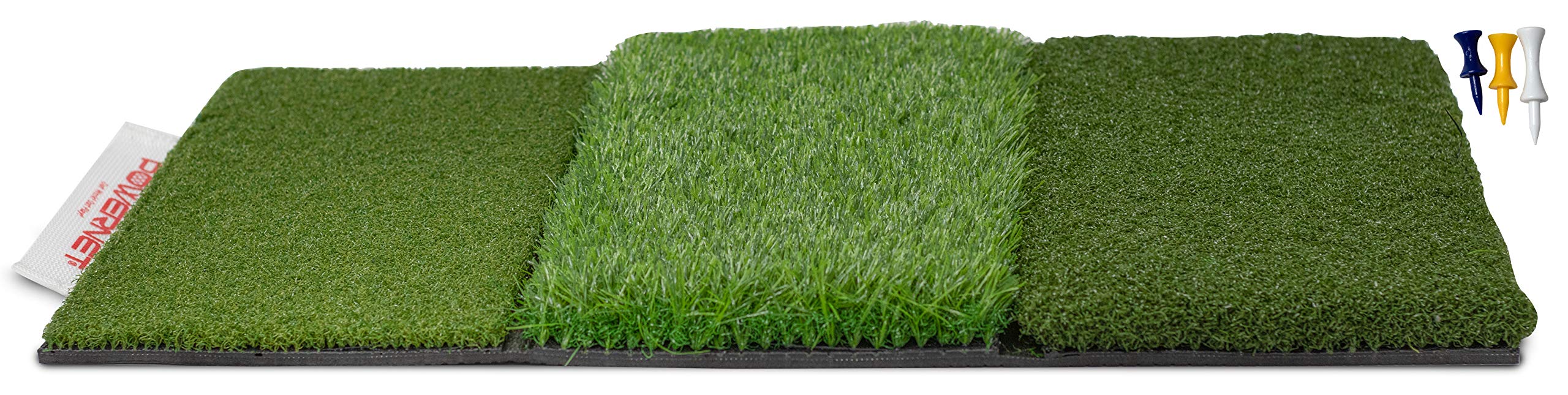 PowerNetGolf Accessories for Home and Backyard Training, 10x7 FT Portable Net and Tri-Turf Golf Mat