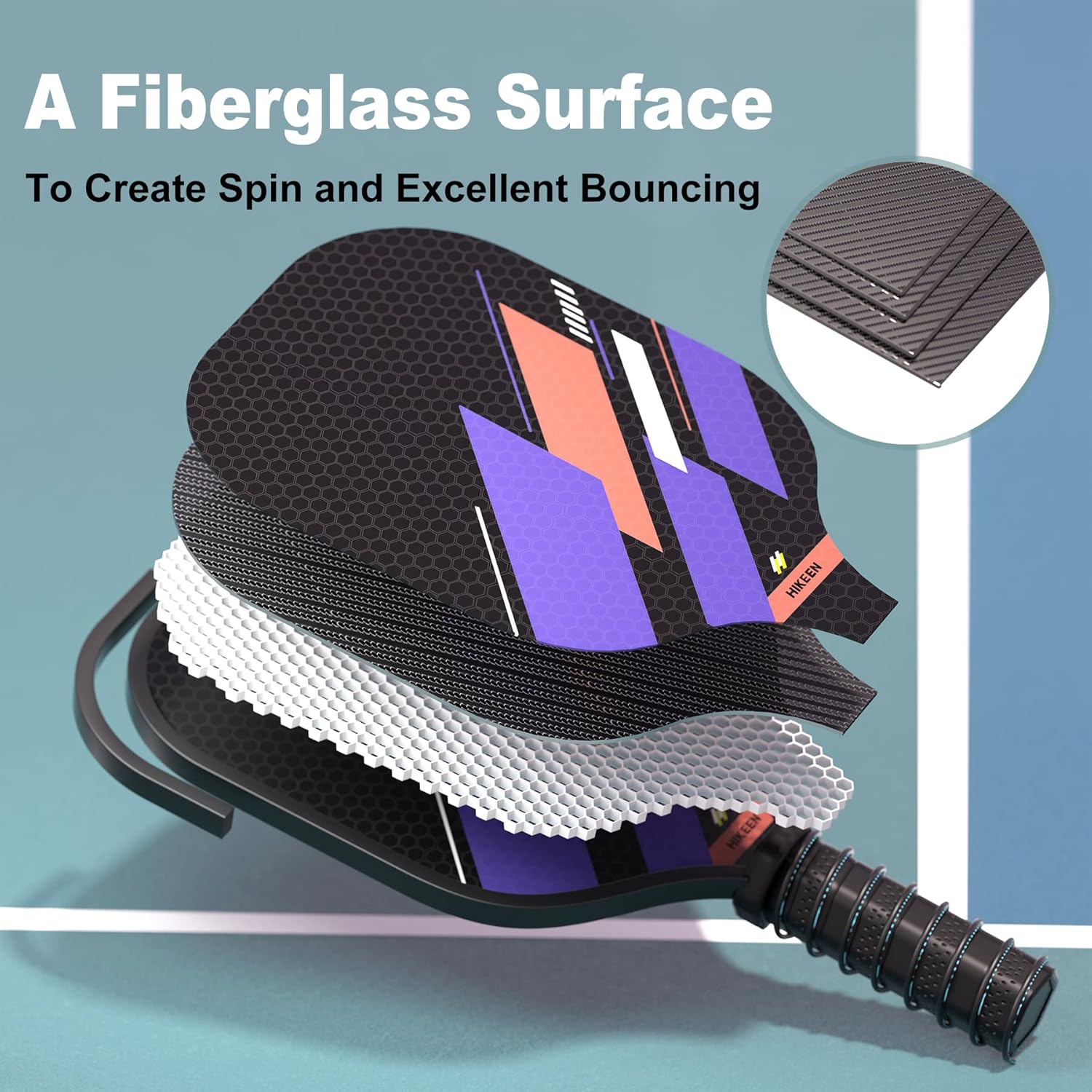 Hikeen Pickleball Paddles Sets of 4, Anti-Slip Grip bLightweight Pickleball Racket for Beginners with 1 Carrying Bag & 4 Pickleball Balls for Outdoor/Indoor Use