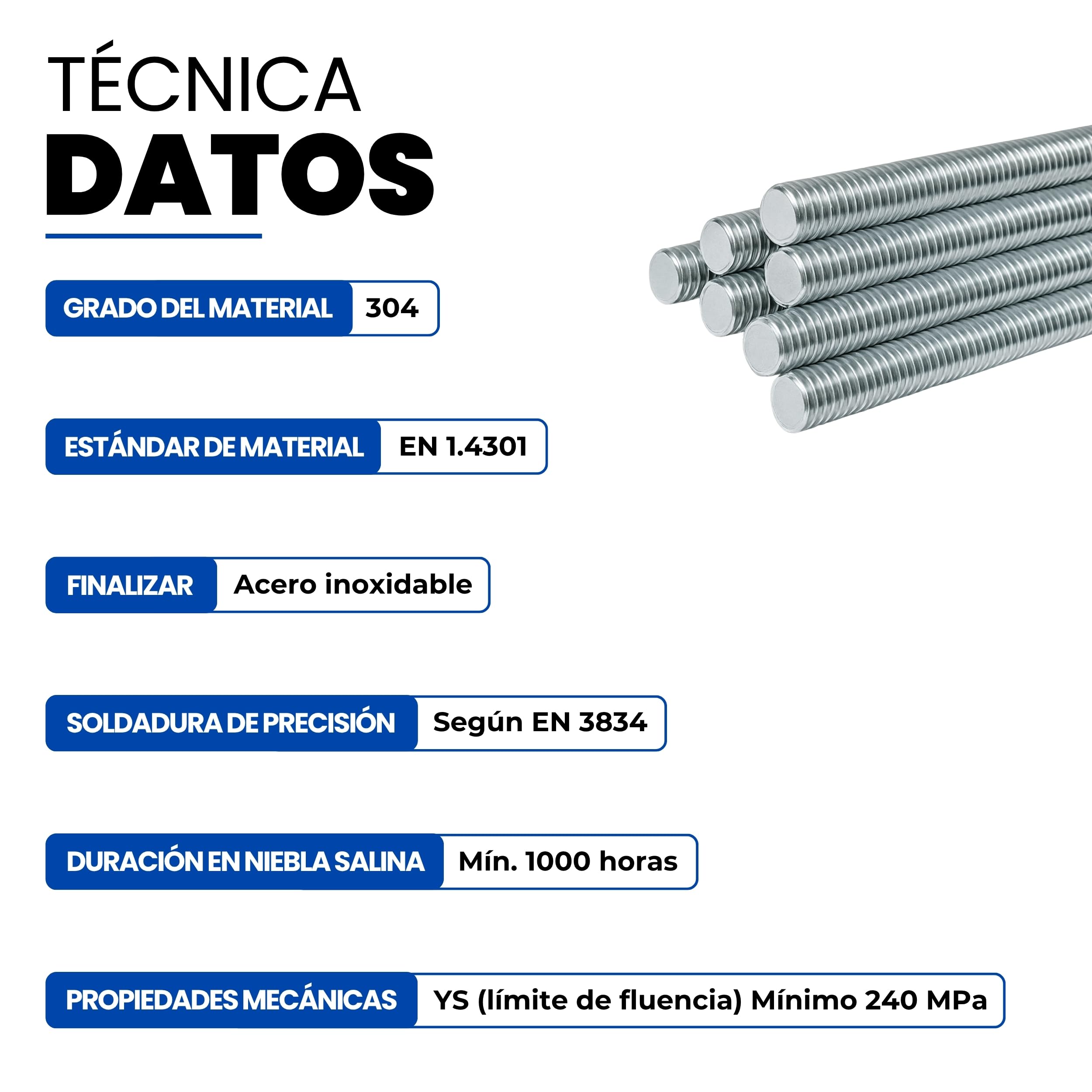 GeZu Impex Varilla Roscada M4 1000 mm A4 Acero Inoxidable conjunto de 10 Barra Roscada Completa Rosca Derecha Varilla Barra Perno