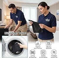 Vista 3 de Macarrie 200 paños de limpieza de microfibra absorbentes a granel, reutilizables, sin pelusas, sin manchas, trapos de lavado para casa, cocina, Negro