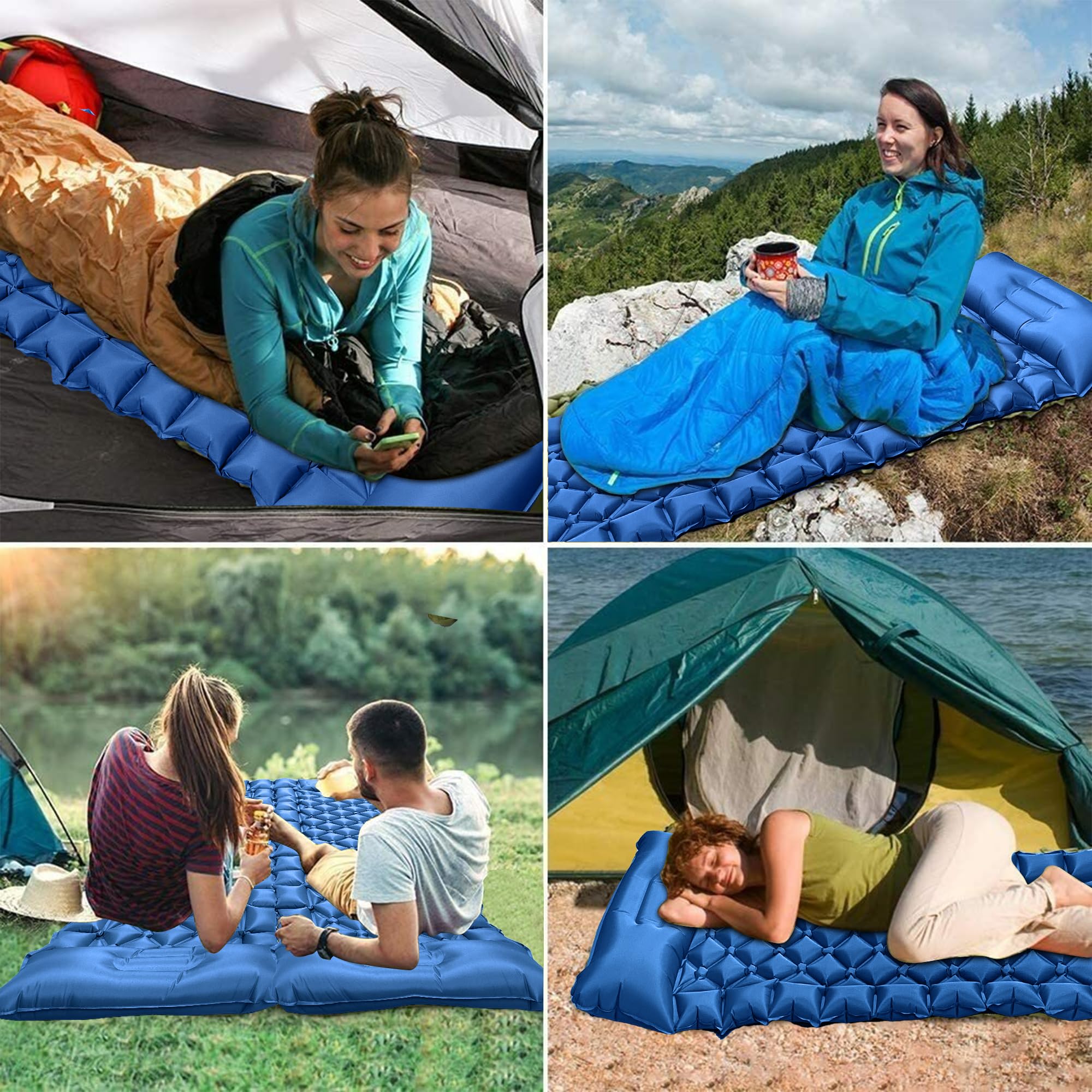 Materassino Gonfiabile Da Campeggio Con Pompa Elettrica Integrata – Spessore 12 Cm, Ultraleggero 1 Kg, Impermeabile In TPU, Carico 500 Kg, Collegabile Per Coppie