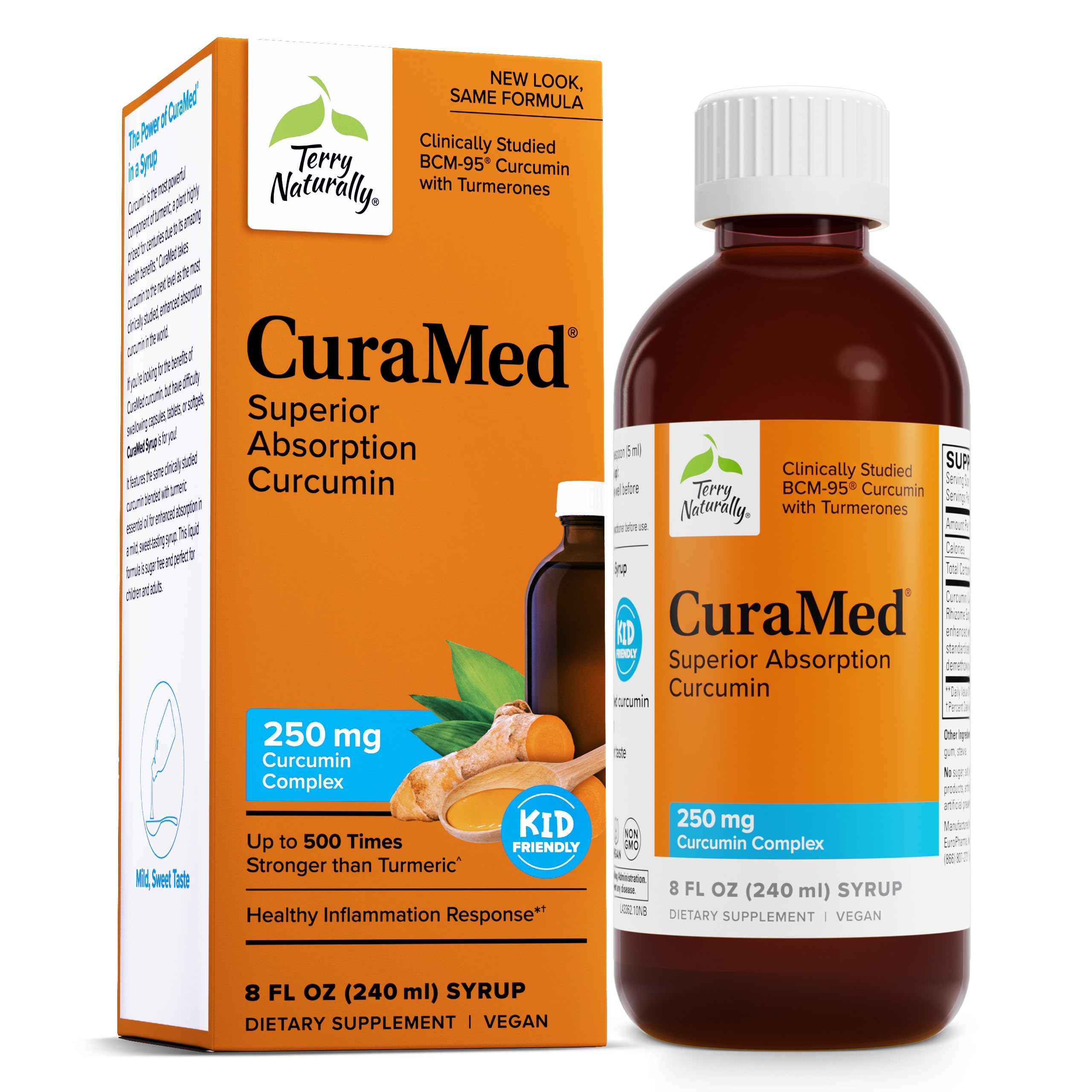 CuraMed Syrup - Brain & Immune Health Support Supplement - Curcumin Absorption Formula with Turmeric Essential Oil - Gluten-Free & Vegan Supplement - 8 fl oz