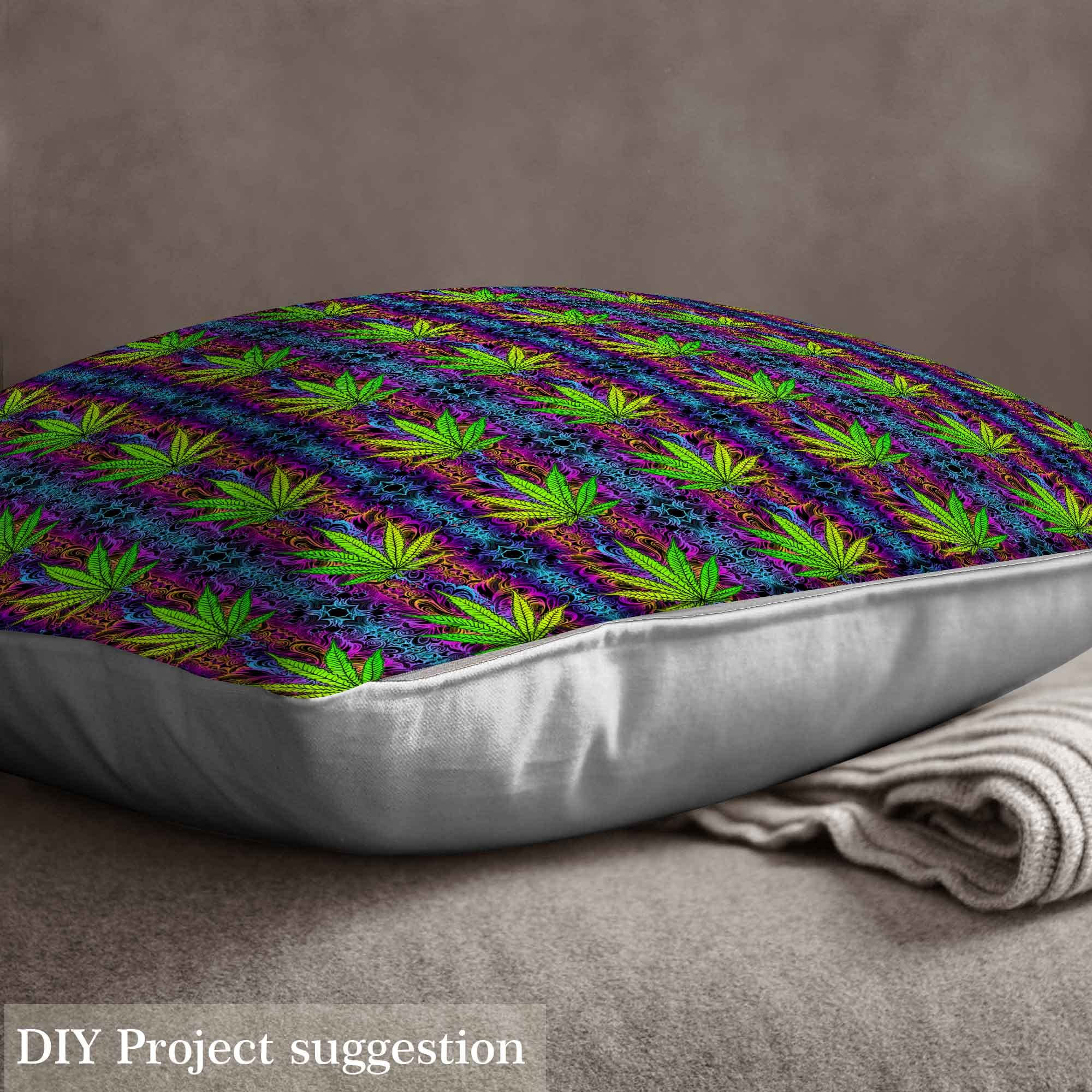 Tela de tapicería de marihuana de The Yard, tela de hojas de cannabis Trippy para tapicería y proyectos de bricolaje en el hogar, tela boho, hippie, botánica impermeable al aire libre, 10 yardas, (92