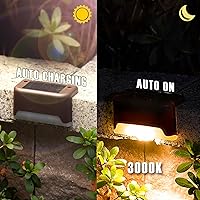 Vista 4 de GIGALUMI Luces solares de cubierta para exteriores, paquete de 16 luces solares impermeables LED solares para escaleras al aire libre, escalones