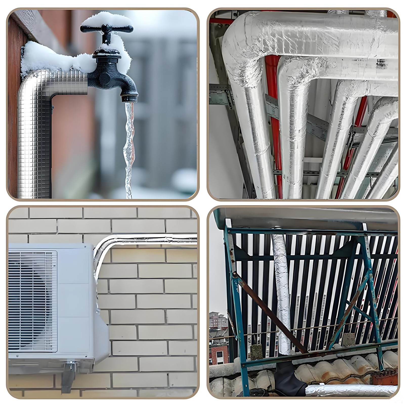 Aislamiento de Tuberías para Exterior Aislante, Tubo Aire Acondicionado Coquilla Aislamiento de Aluminio Autoadhesivo, Fundas de Aislamiento Térmico para Tuberías (ID) 219mm x (T) 30mm