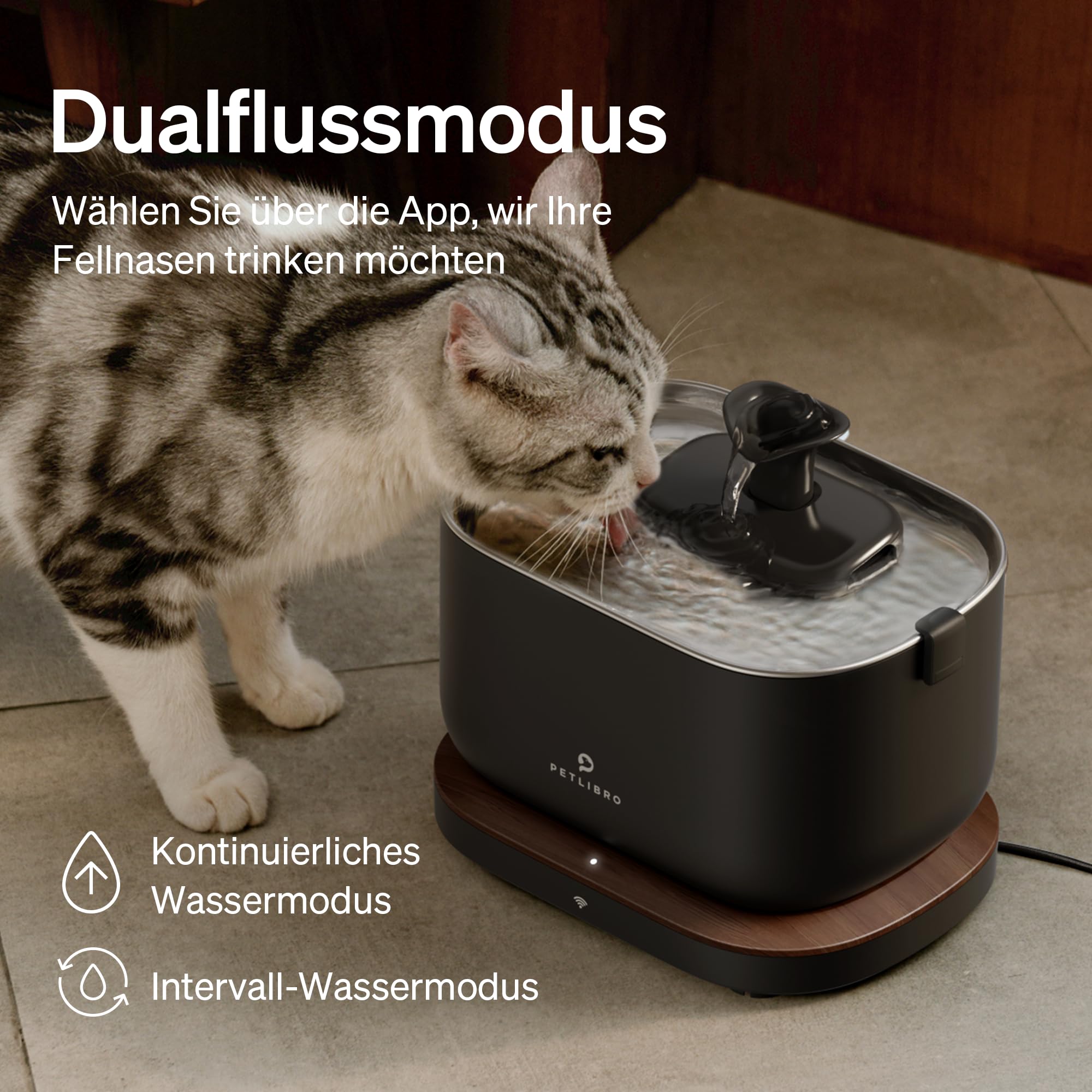 PETLIBRO Fontanna dla kota Monitorowanie aplikacji Fontanna wodna dla kotów, Dockstream Automatyczna fontanna do picia dla kotów 2.5L, Inteligentny system sterowania, Połączenie Wi-Fi 2.4GHz, Łatwe cz