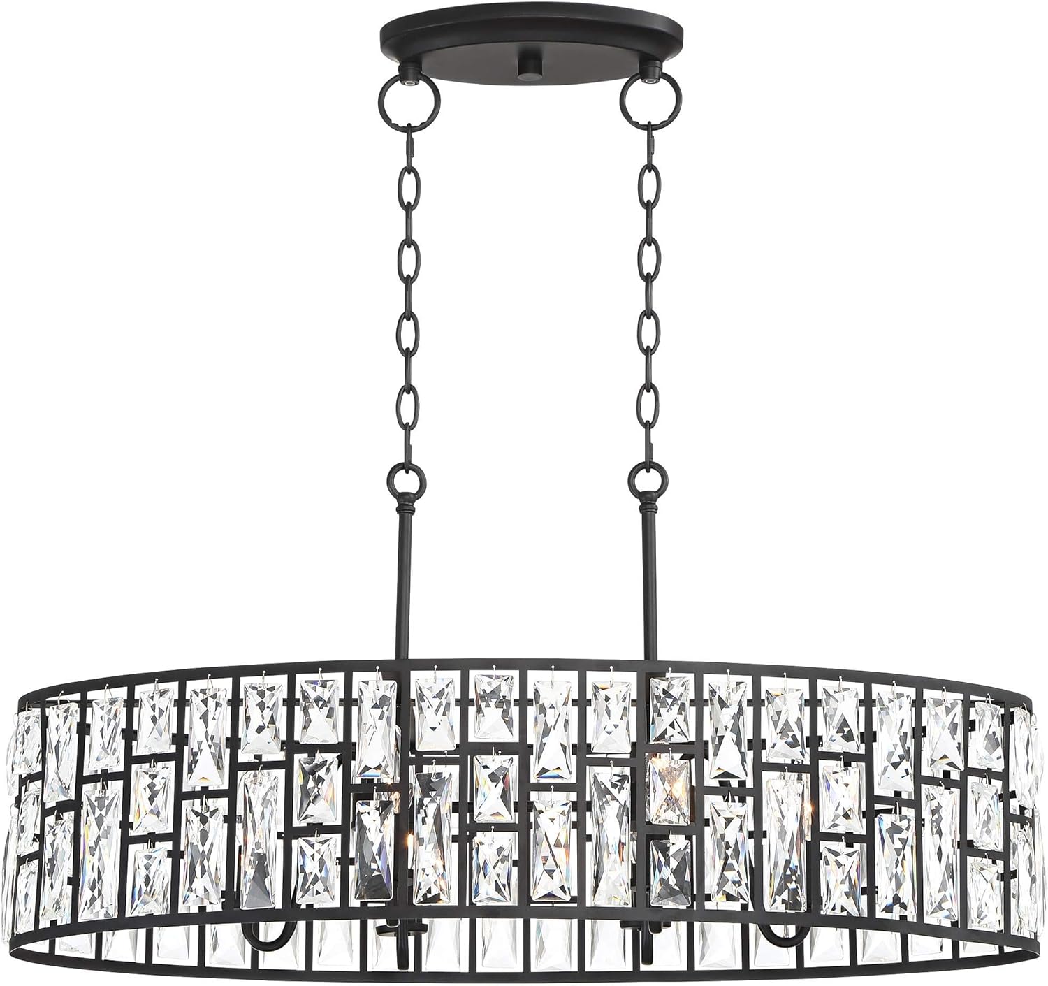 Vienna Full Spectrum Sofie Black Linear Pendant Chandelier Lighting 32 1/2" Wide Modern Industrial Geometric Crystal Shade 6-Light Fixture for Dining Room Living House Home Foyer Kitchen Island