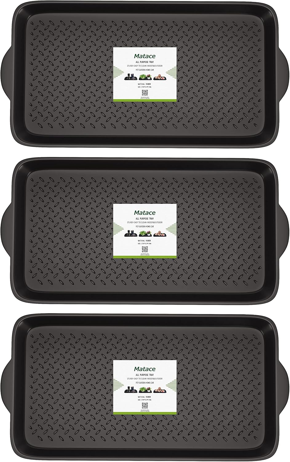 Matace 3 Pack Rubber Small Boot Tray for Entryway,Boot Mat,Shoe Tray,Shoe Mat for Indoor and Outdoor Use, 27.95"x 15.74"