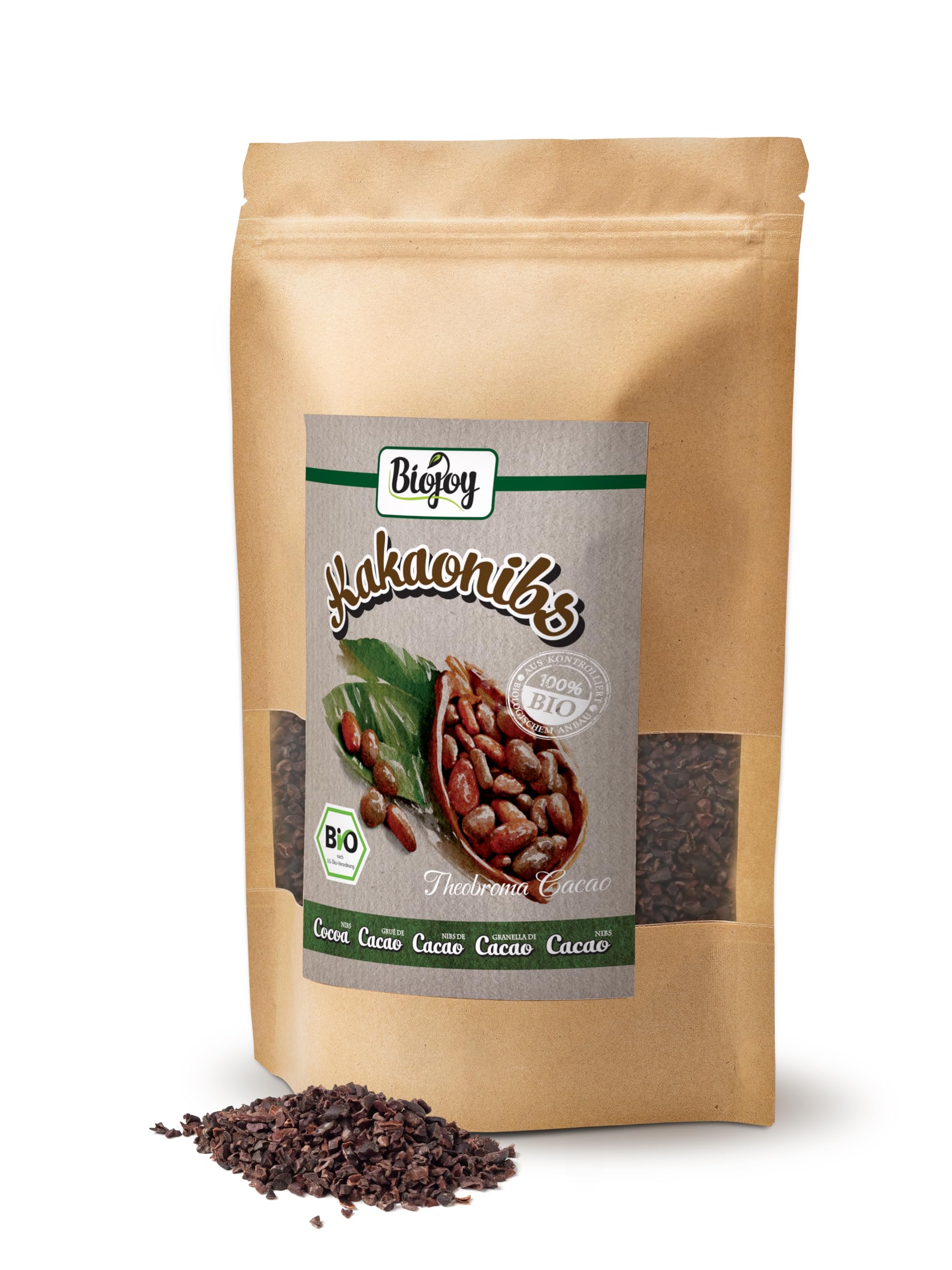 Biojoy Granella di Cacao Biologica (500 g), cruda e senza zuccheri aggiunti, Cacao nibs (Theobroma cacao)