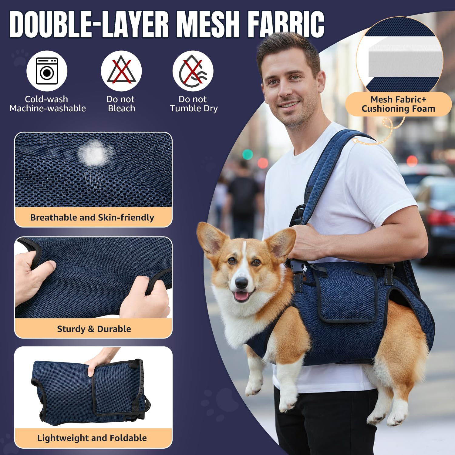 SlowTon Harnais de Levage pour Chien de Grande Taille - Porte-Chien à Corps Complet avec Sangles réglables et poignée de contrôle, Sac à Dos de Soutien Respirant pour Chiens âgés, blessés