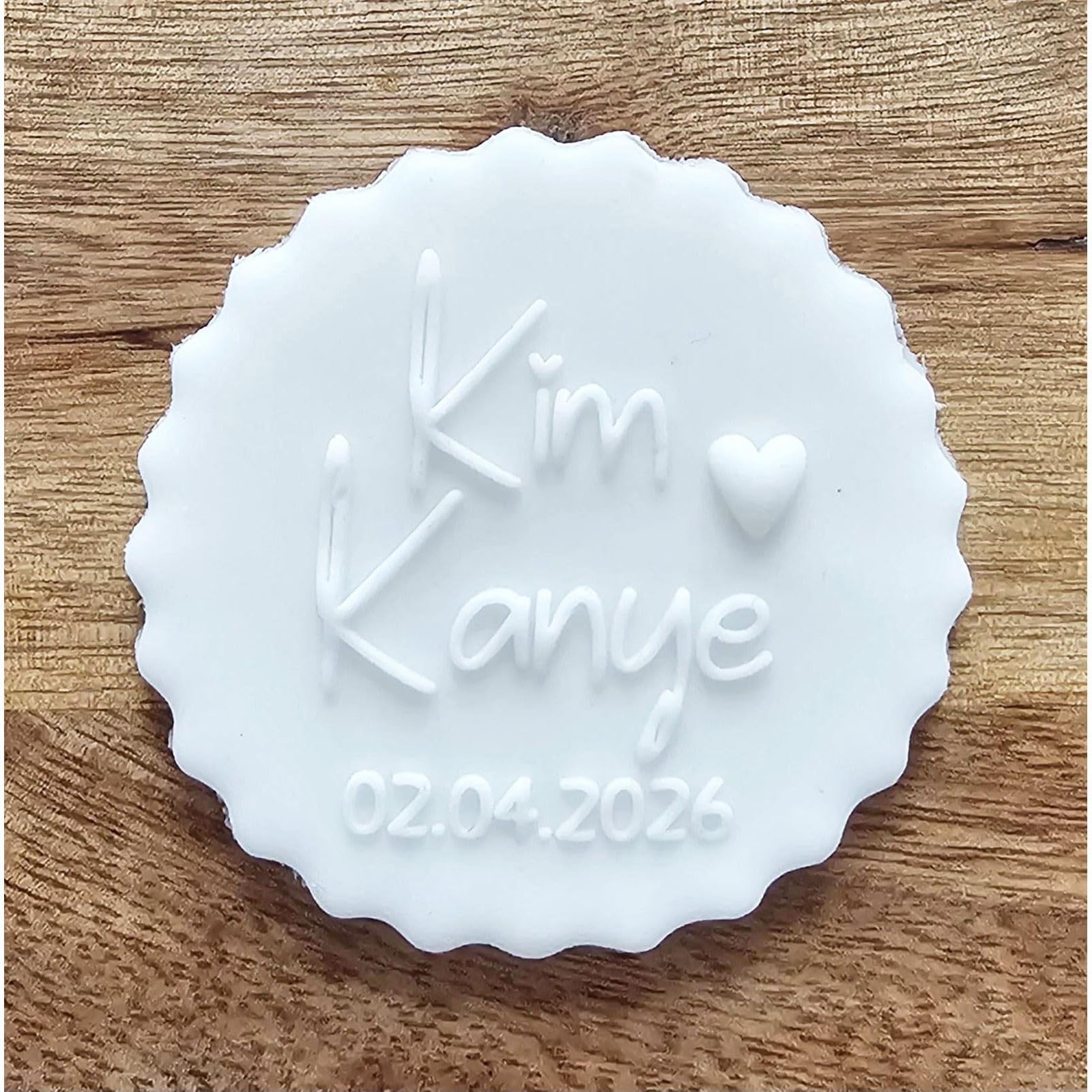 Luck And Luck Clear Wedding Name Date Fondant Debosser | Custom Icing Cookie Biscuit Cake Decorating