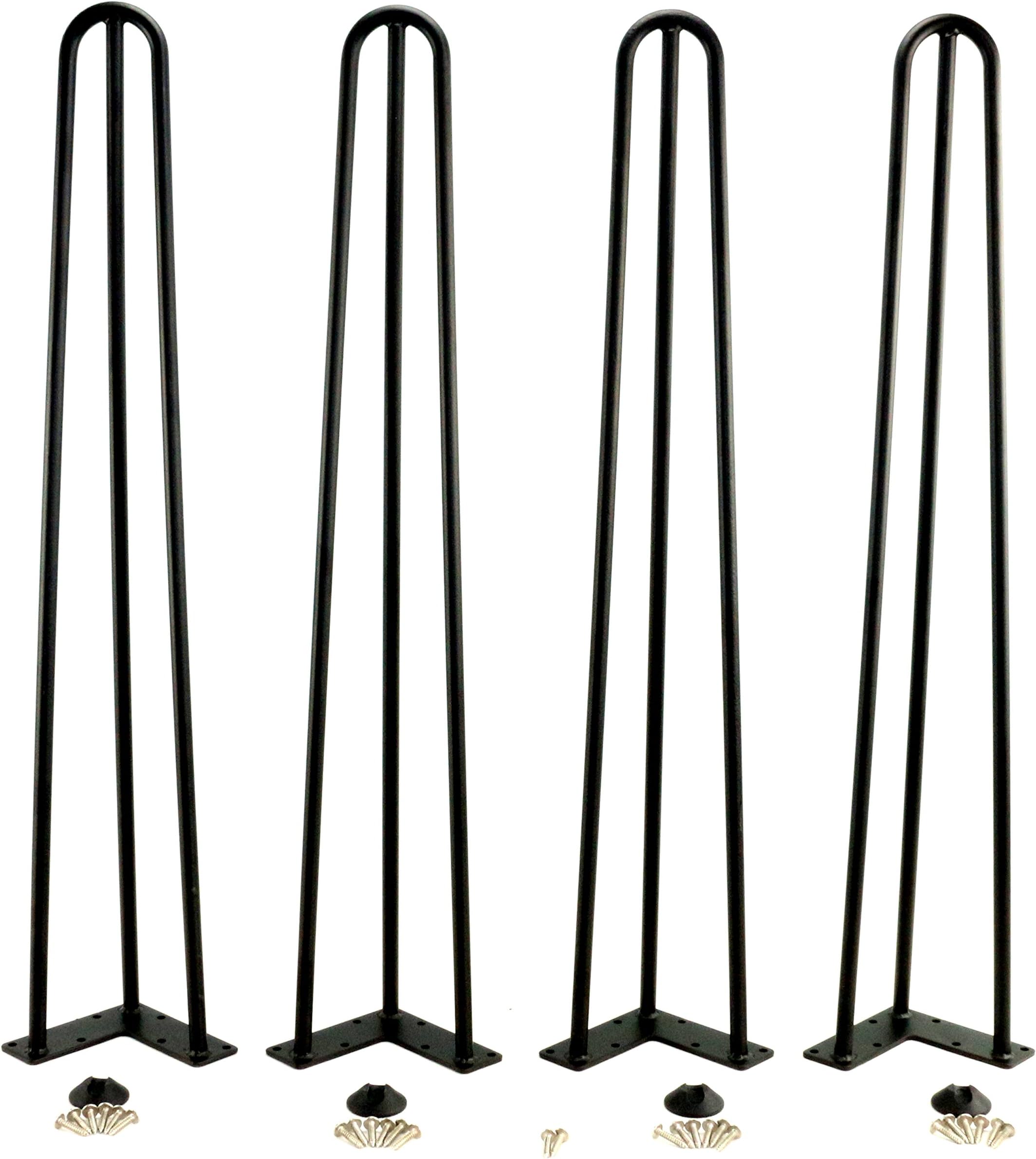 SHAKLAK Mrhardware Hairpin Table Legs (Set of 4), Heavy Duty Satin Steel Rods for Industrial Design Look (40 inch-3Rod-1/2 in, Black)