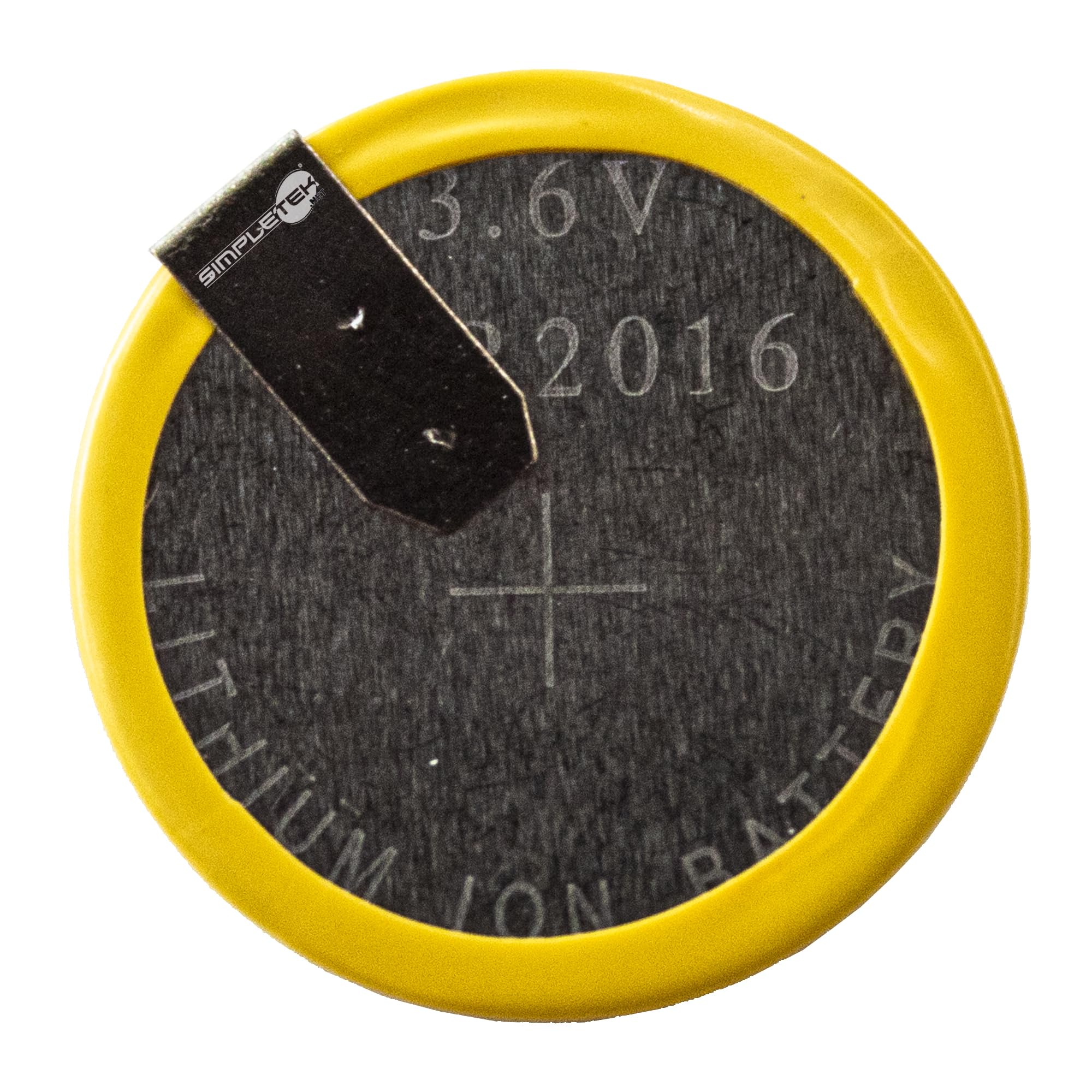 SIMPLETEK - 10 piles rechargeables LIR2016 Li-Ion bouton à souder avec connecteurs à 90° 3.6V anglés (10 pièces)