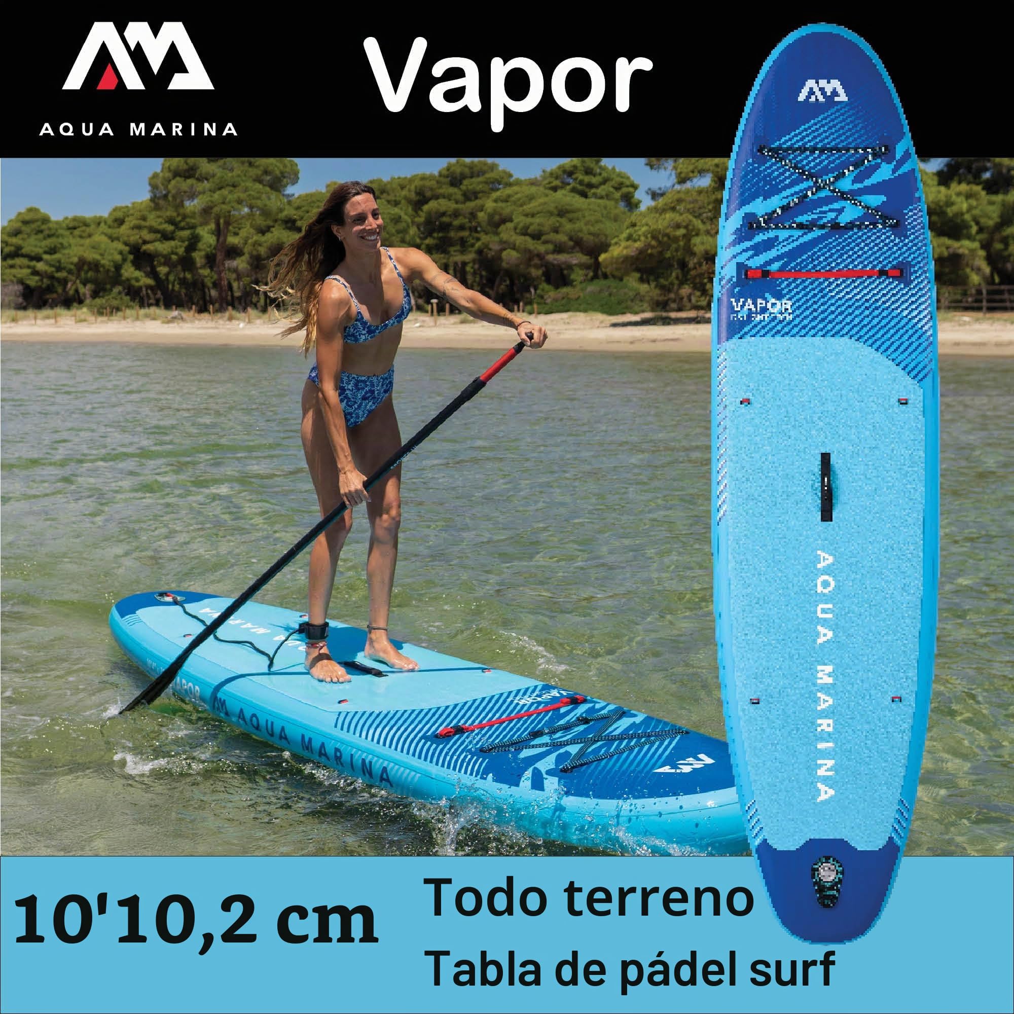 Aqua Marina Vapor - Paquete de Tabla de Remo Inflable de 10 pies 4 Pulgadas