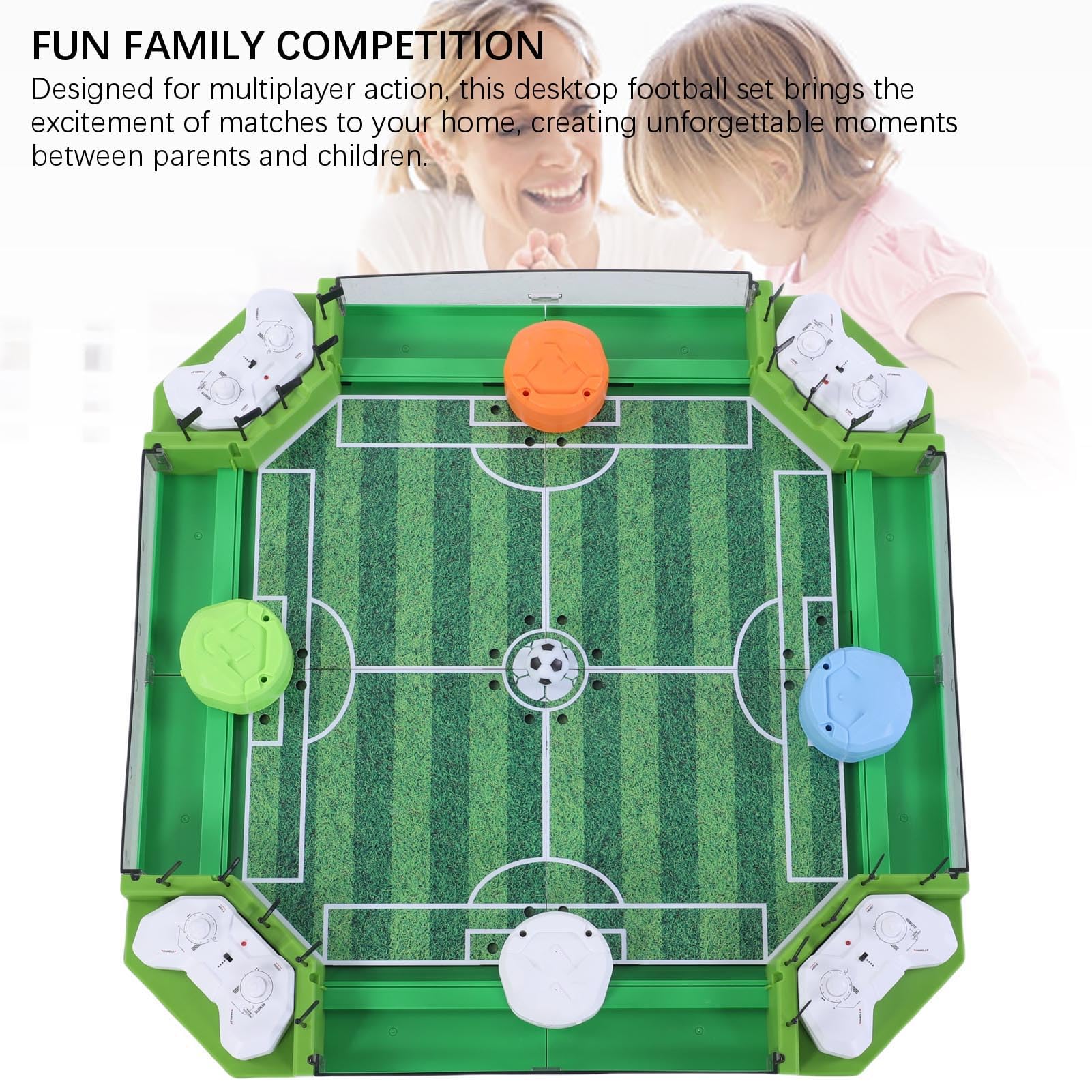 Syrisora Gioco di Calcio Balilla Telecomandato, Gioco da Tavolo di Calcio da Tavolo per Bambini e Adulti con 2 Batterie AA, Design Compatto per Sale Giochi per Feste in Casa