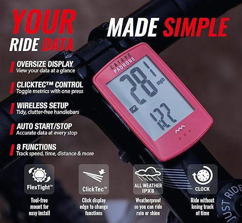 Vista 3 de CATEYE Computadora Inalámbrica para Bicicleta Padrone – Ciclocomputadora con Pantalla de Gran Tamaño, Velocímetro y Odómetro Inalámbricos, Montaje