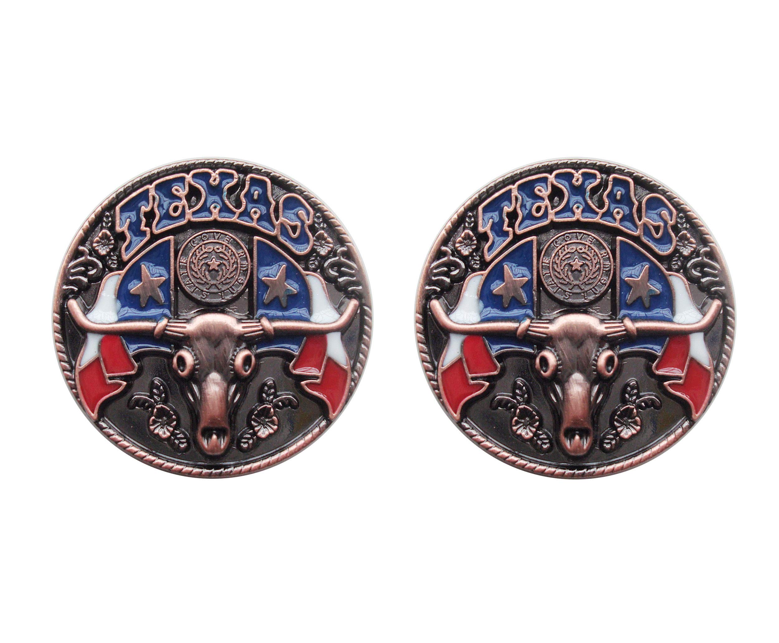 Enamel Bull Head Texas Conchos with Screw Back for Saddles Bag Belt Bridle Leathercraft Ornament 1-1/2",Pack of 2