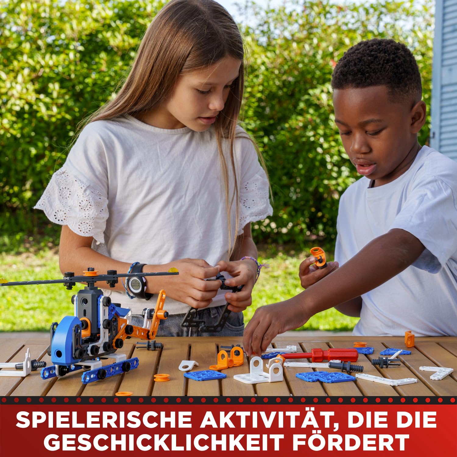 BANDAI - Meccano Junior Fass 150 Teile - Konstruktionsset 5 Modelle, 2 Werkzeuge, Anleitung, Aufbewahrungseimer - Aktivitäts-Kit Zusammenbau Spielzeuge & Fahrzeuge - Spielzeug ab 5 Jahren - APM19103