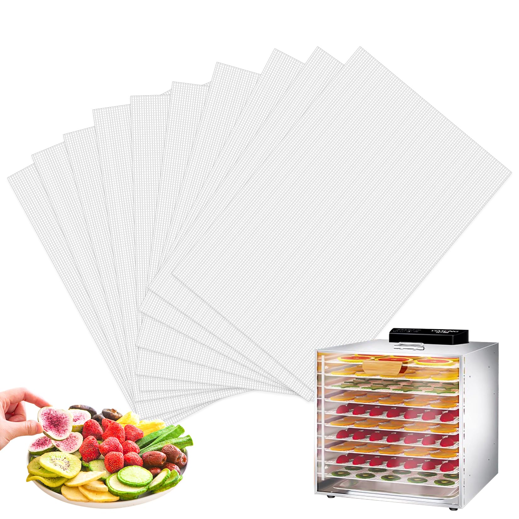 12x Dörrfolien Aus Silikon 37x29cm - Antihaft Matten Für Dörrautomat & Dampfgarer