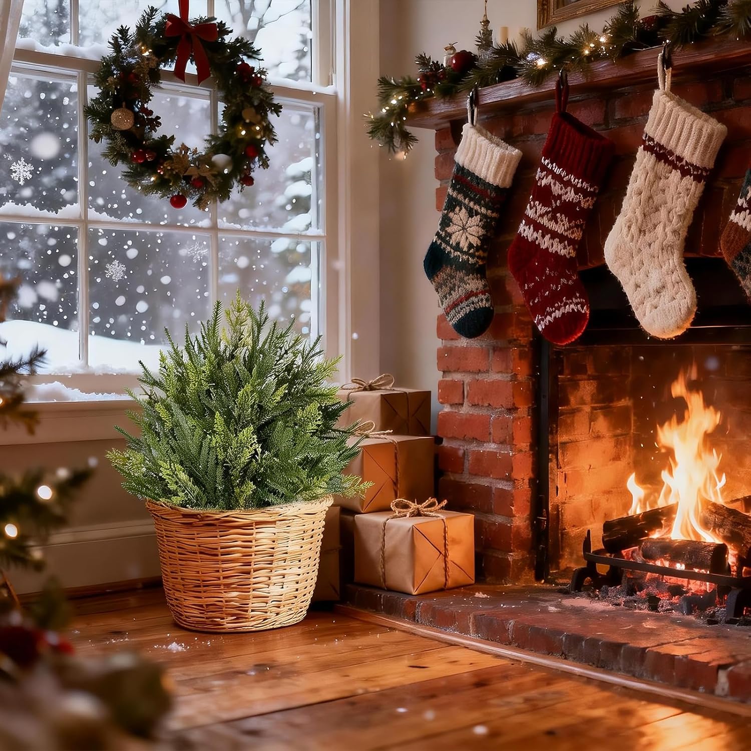 Artificial Cypress Topiary Tree with Ground Spike, Set of 2 Artificial Shrub Bushes, UV Resistant Fake Evergreen Tree Front Porch, Artificial Plants for Outdoor Planters Indoor