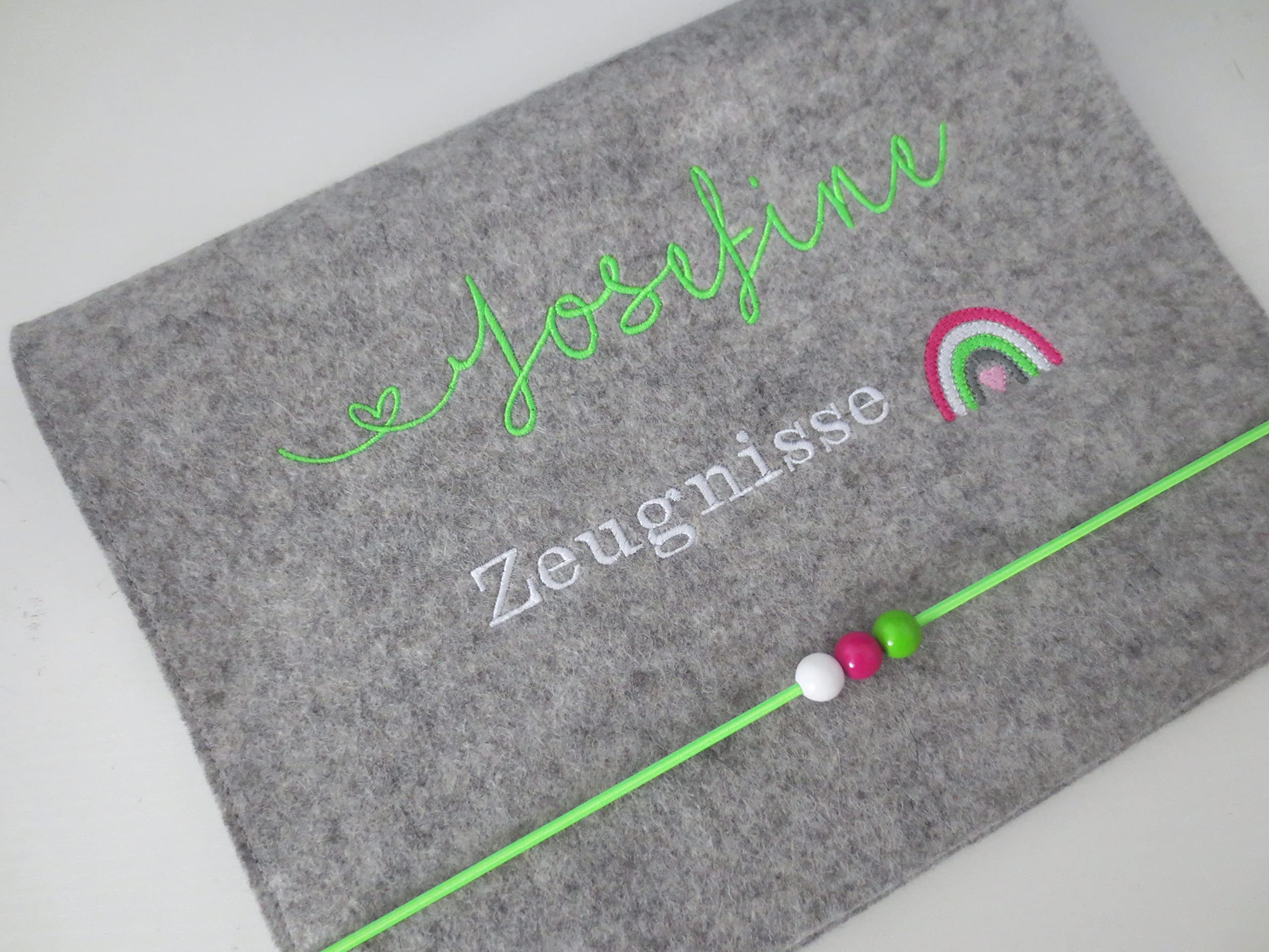 Zeugnismappe Wollfilz Mappe Zeugnisse DIN A4 Grundschule Schule"Regenbogen"
