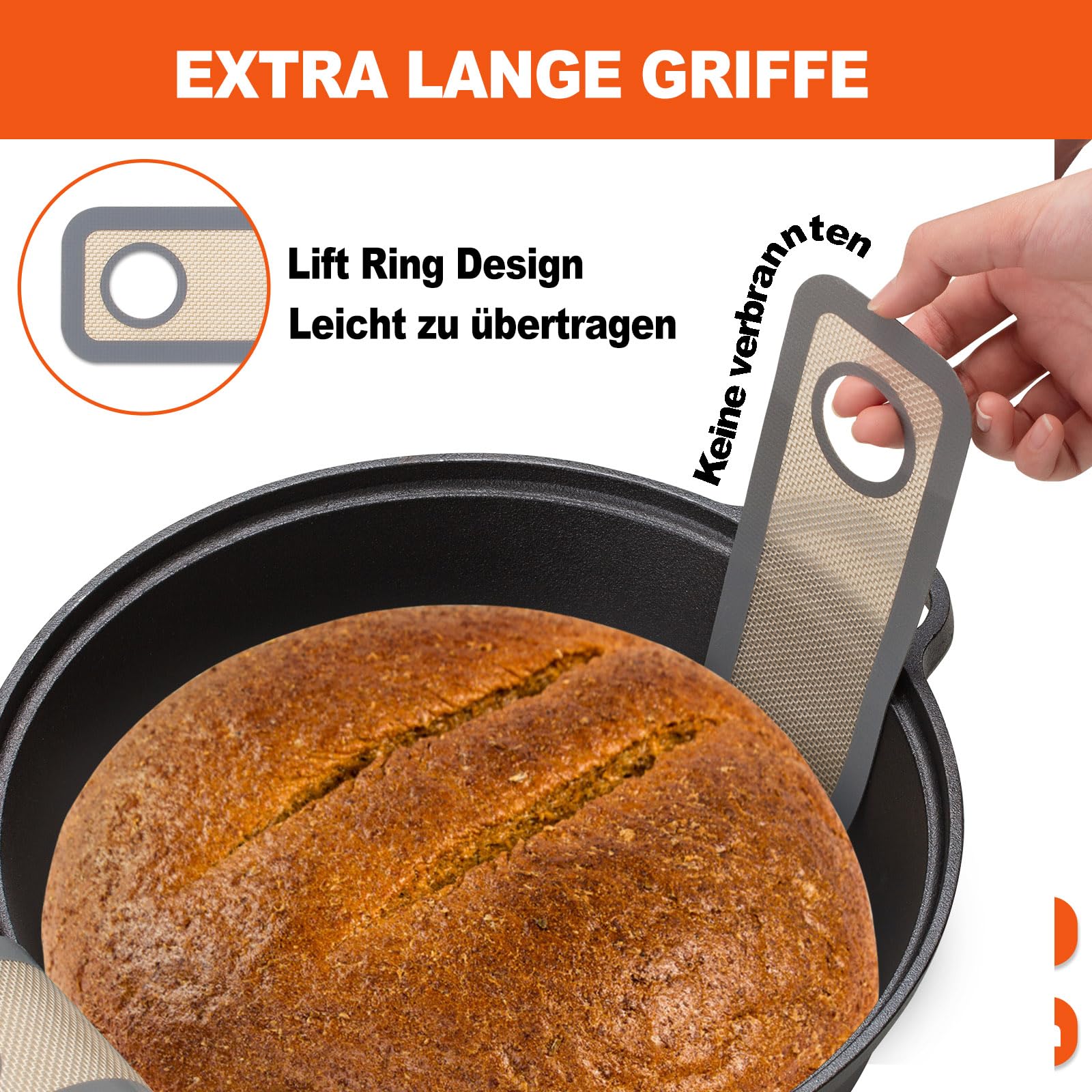 Silikon Backmatte Für Dutch Oven - Hitzebeständig Bis 446°F, Antihaftbeschichtet