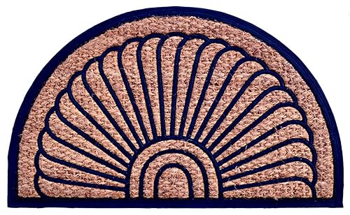 Imports Decor - Felpudo de goma semicircular con parte trasera de fibra de coco, ventilador, 18 x 30 pulgadas