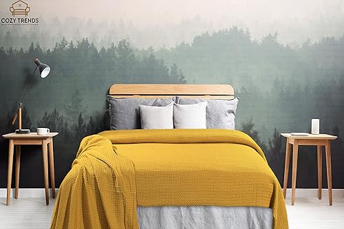 Miniatura 6 de Manta térmica de 100 % algodón, transpirable, súper suave, para todas las estaciones, peso ligero para decoración del hogar (mostaza,