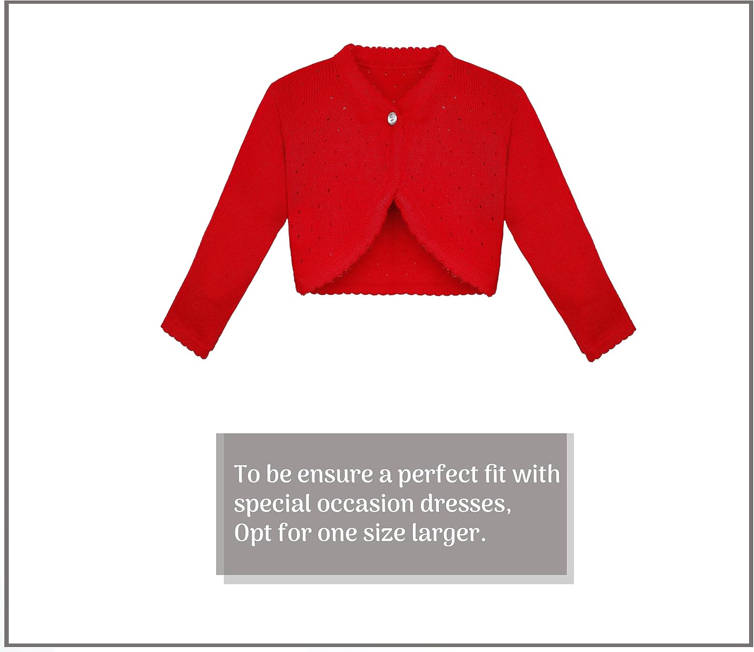 Lilax Baby Girls' Knit Long Sleeve One Button Closure Bolero Shrug - Image 8