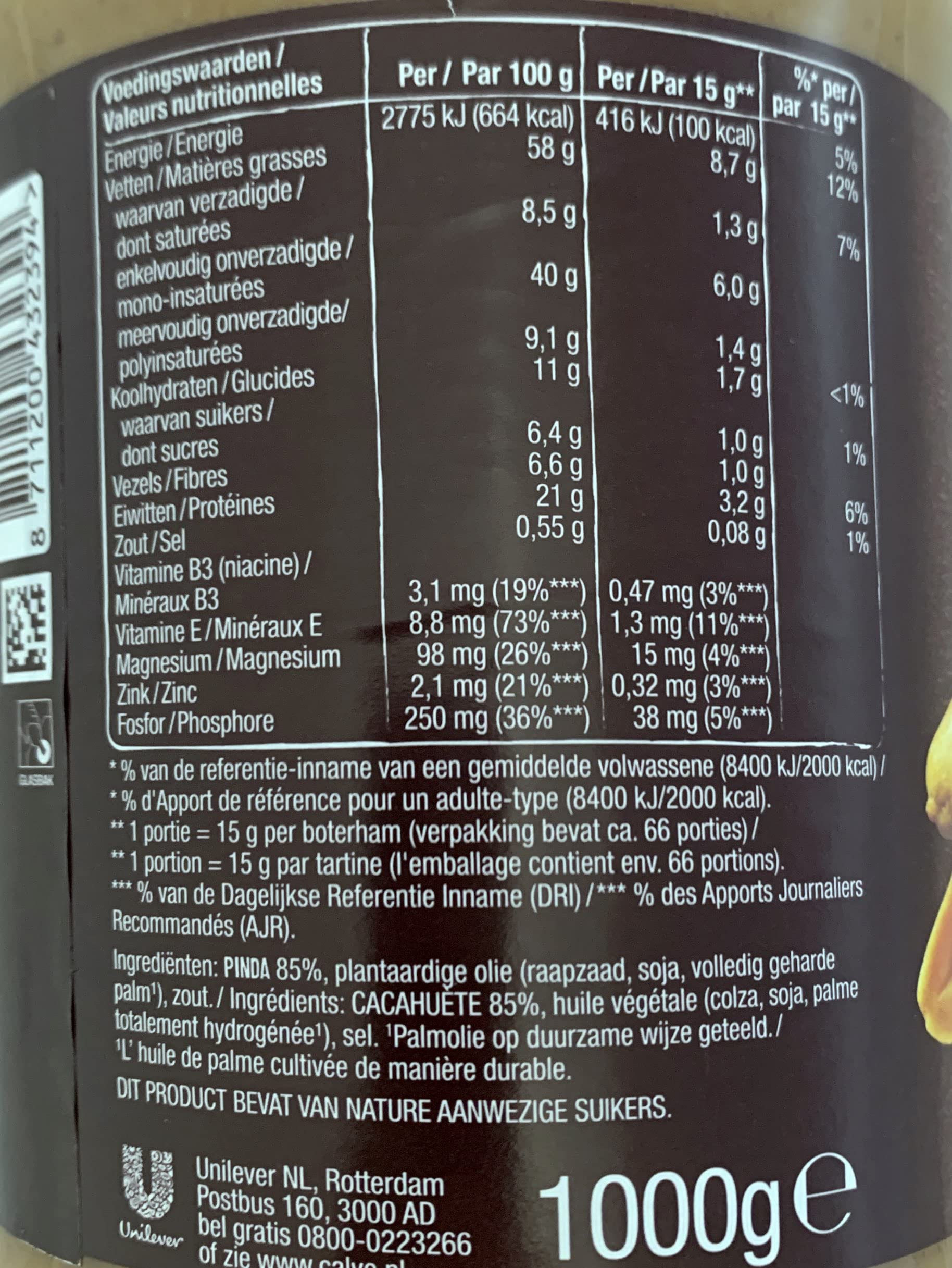 6x Calve Pindakaas Erdnussbutter 1 Kg I Erdnußcreme aus den Niederlanden