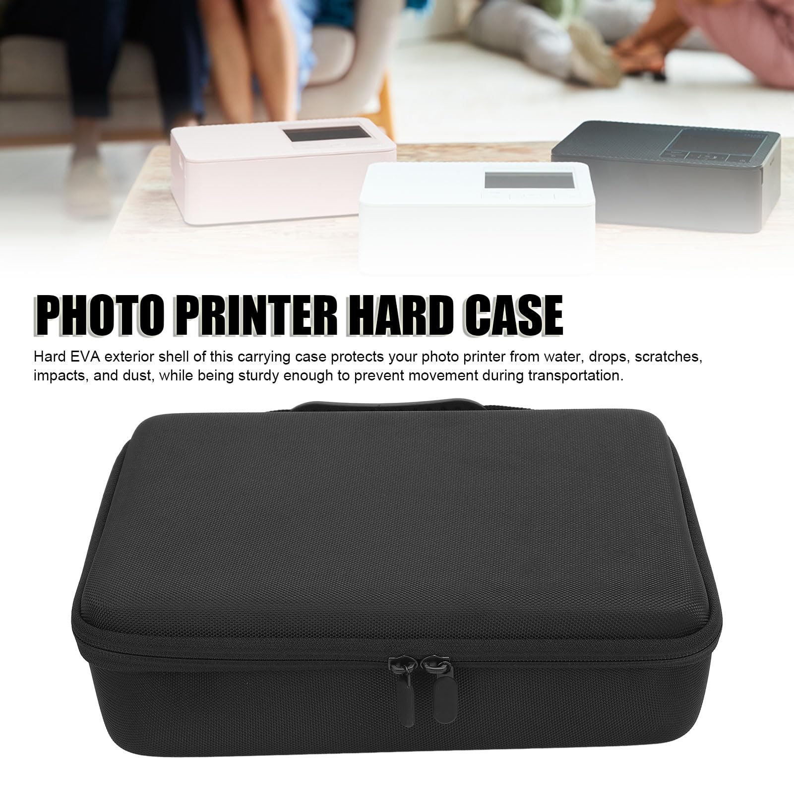 Asixxsix Carrying Case for CP1500 CP1300 CP120 Wireless Color Photo Printer, EVA Hard Travel Case for Color Photo Printer, Shock Proof Mobile Printer Travel Storage Protective Case