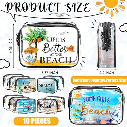 Miniatura 2 de Kacctyen 10 piezas de bolsa de maquillaje arcoíris transparente para mujeres, regalos con citas inspiradoras, bolsas de cosméticos impermeables de