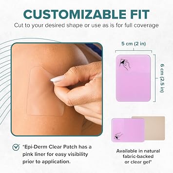 EpiDerm Patch, Professional Silicone Scar Patches, 2x2.5, 5 Pairs, Clear