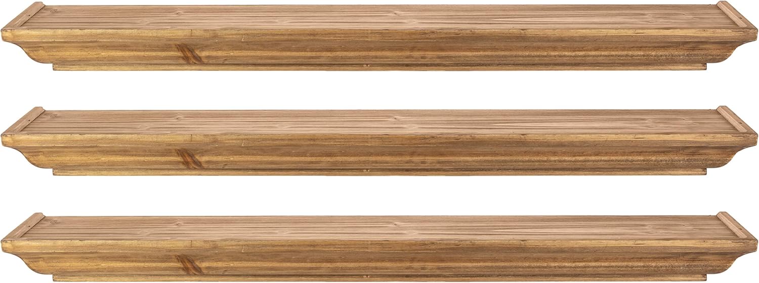 Kiera Grace Muskoka Fitz Wooden Floating Shelves - Set of 3, Sizes 36",Natural Walnut - Perfect for Displaying Precious Frames of Memory, Decorative Pieces for Home, Office, and Restaurant