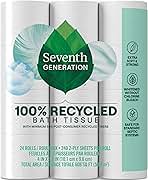 Seventh Generation Toilet Paper White Bathroom Tissue 2-ply 100% Recycled Paper without Chlorine Bleach 24 count, Pack of 2