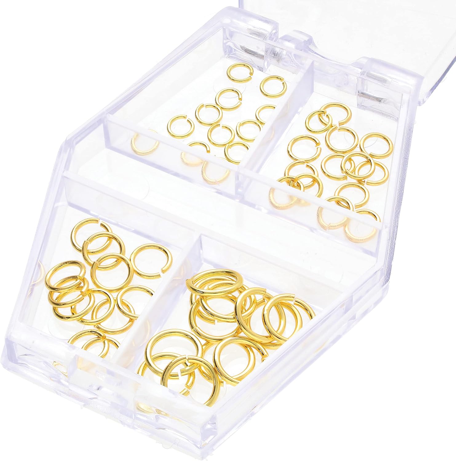 The Beadsmith Basic Elements Open Jump Rings Assortment – Gold Plated – 4mm, 5mm, 6mm & 8mm – 48 Pieces with Storage Box – Findings for Making Keychains, Charms, Chain Mail and Body Jewelry image 5