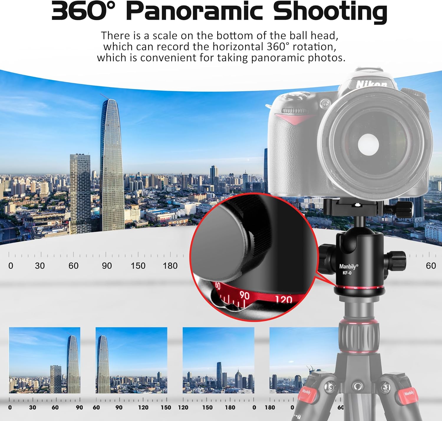 Ball Head Manbily Tripod Head Metal Aluminum Body 360° Panoramic Monopod Head with Extra Arca Swiss Quick Release Plate, Load up to 17.6lbs/8kg,Camera Head for DSLR, Camcorder, Slider (Red) - Image 6