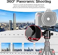 Vista 6 de Ball Head Manbily - Cabeza de trípode de metal de aluminio, cabeza monopie panorámica de 360° con placa extra Arca Swiss de liberación rápida, carga