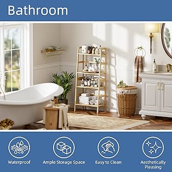 Amazon.com: HITNET Ladder Shelf, 4-Tier Bookshelf, Bamboo