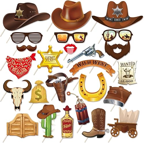 INRUI 25 piezas de accesorios para fotos de West Cowboy para fiesta occidental, suministros para sesión de fotos