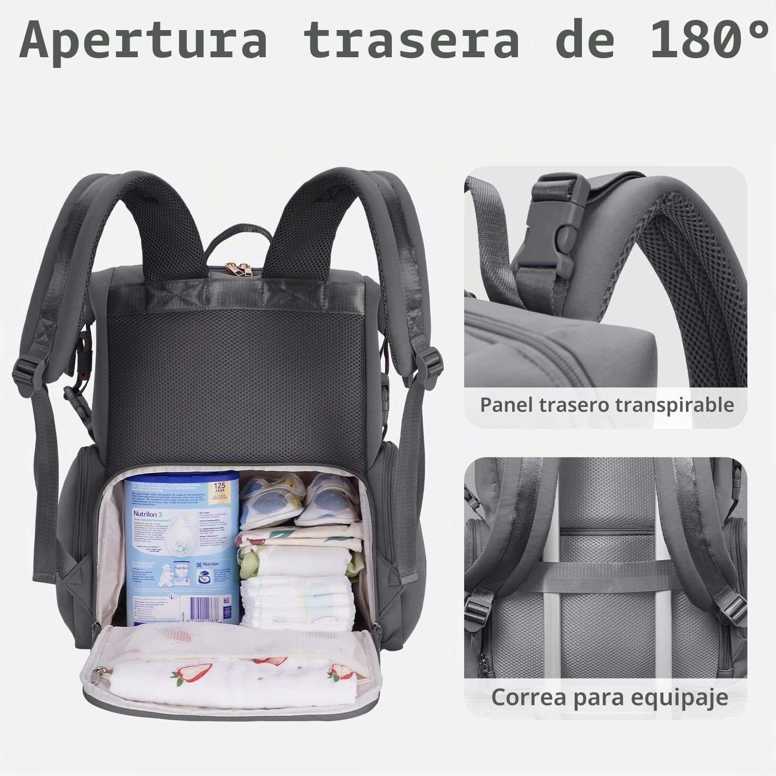 CEI-CEI Mochila Cambiador de Neopreno Impermeable, Gran Capacidad para Bebé Recién Nacido, Mochila de Viaje para Mamá y Papá con Bolsillos Térmicos y Cambiador Portátil Incluido