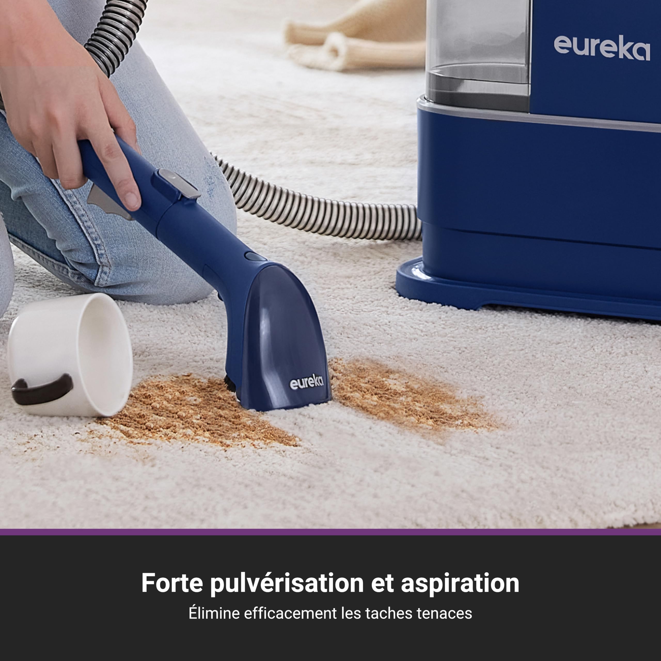 Eureka NEY100 Nettoyeur Canapé Tissu 12500Pa,Aspirateur Nettoyeur de Tapis pour canapé, Tapis, Rembourrage, Voiture,Shampouineuse avec Réservoir d'Eau de 1,5 Litre et Détergent de 450 ml