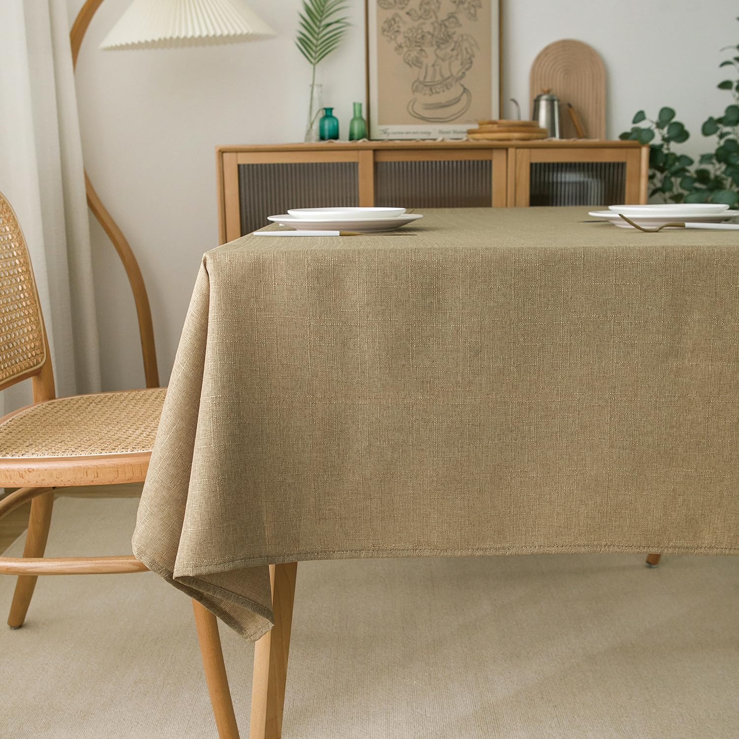 NLMUVW Tovaglia in lino, 305 cm, rettangolare, testurizzata, impermeabile, decorativa, per sala da pranzo, cucina, bar, 137 x 305 cm