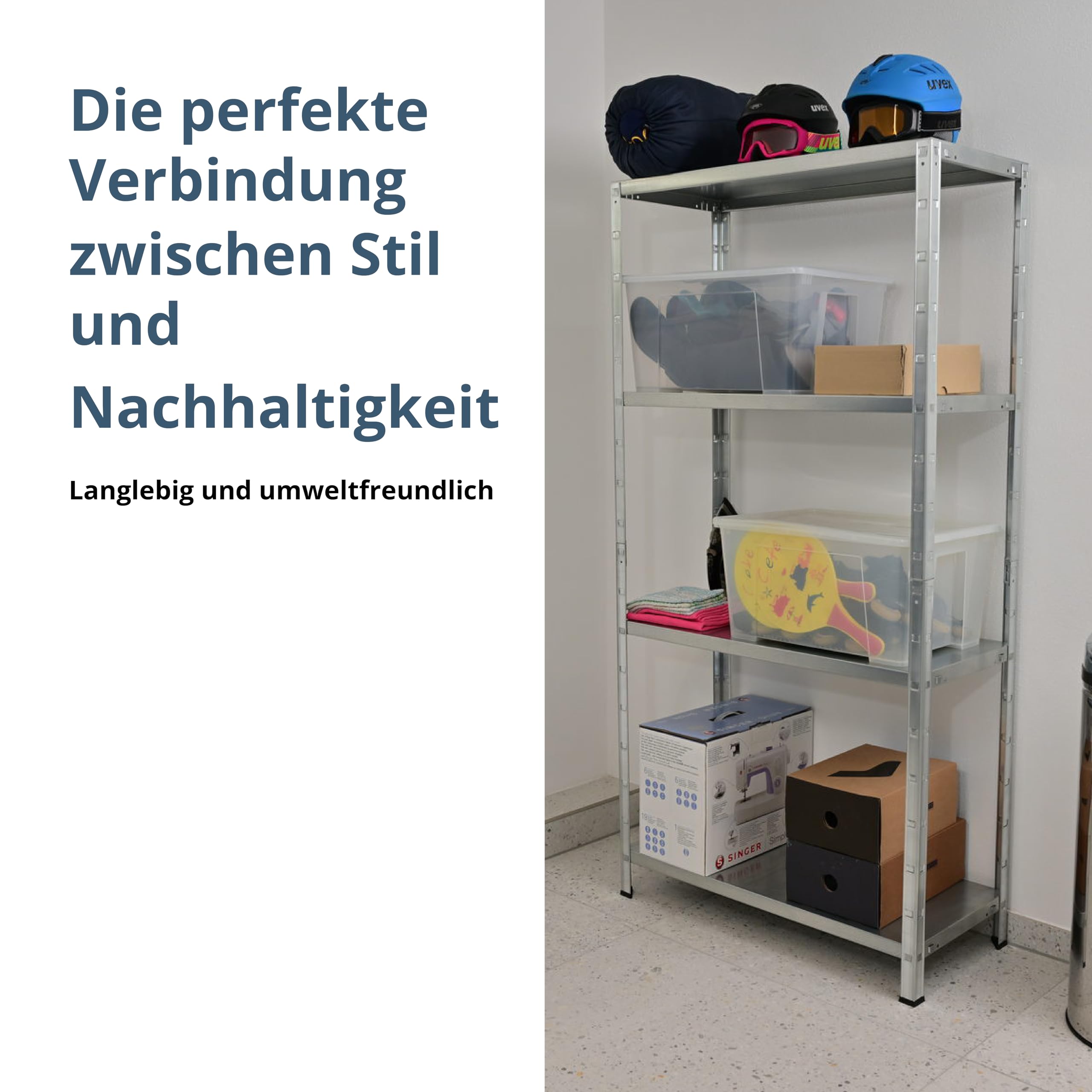 SCHULTE Regalwelt Steckregal mit 4 PowerMAX Fachböden, 65 kg Tragkraft, 180x90x40 cm (HxBxT), verzinkt (Lagerregal, Werkstattregal, Kellerregal, Garagenregal, Metallregal
