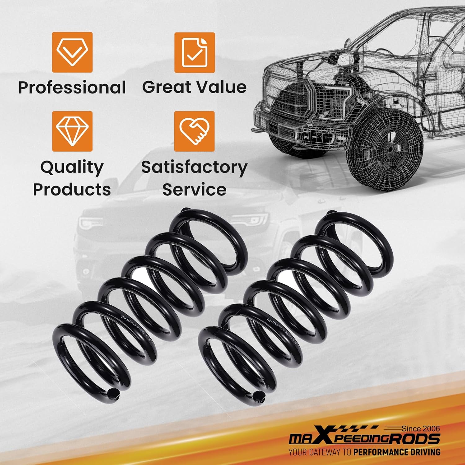 maXpedingrods 2-3” Front Lowering Springs for Ford Ranger 2WD 1998-2015, Drop Coils Kit