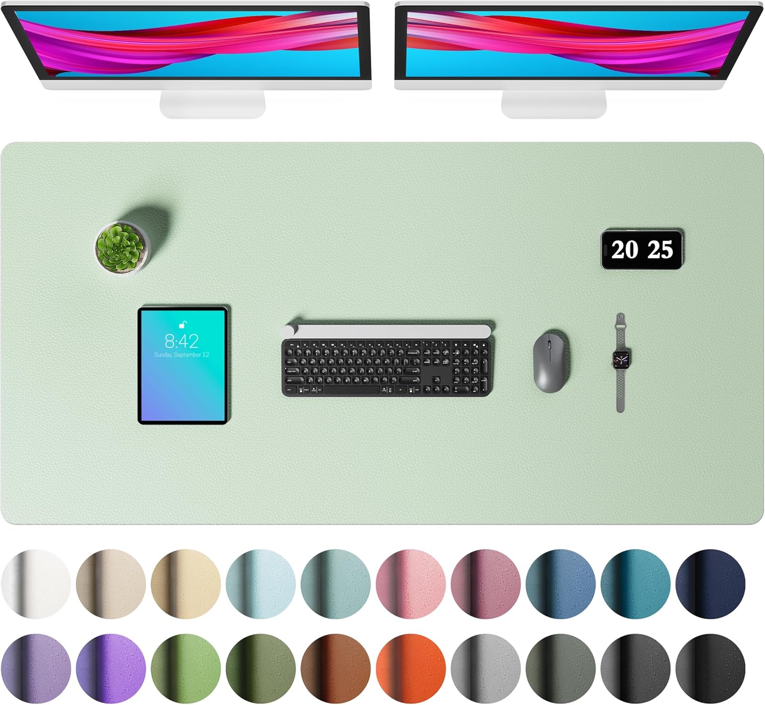 Aothia Faux Leather Desk Mat – Large Mouse Pad, Non-Slip PU Leather Blotter, Waterproof Writing Surface for Office and Home (Aqua, 47.2" x 23.6") 47.2" x 23.6" Aqua