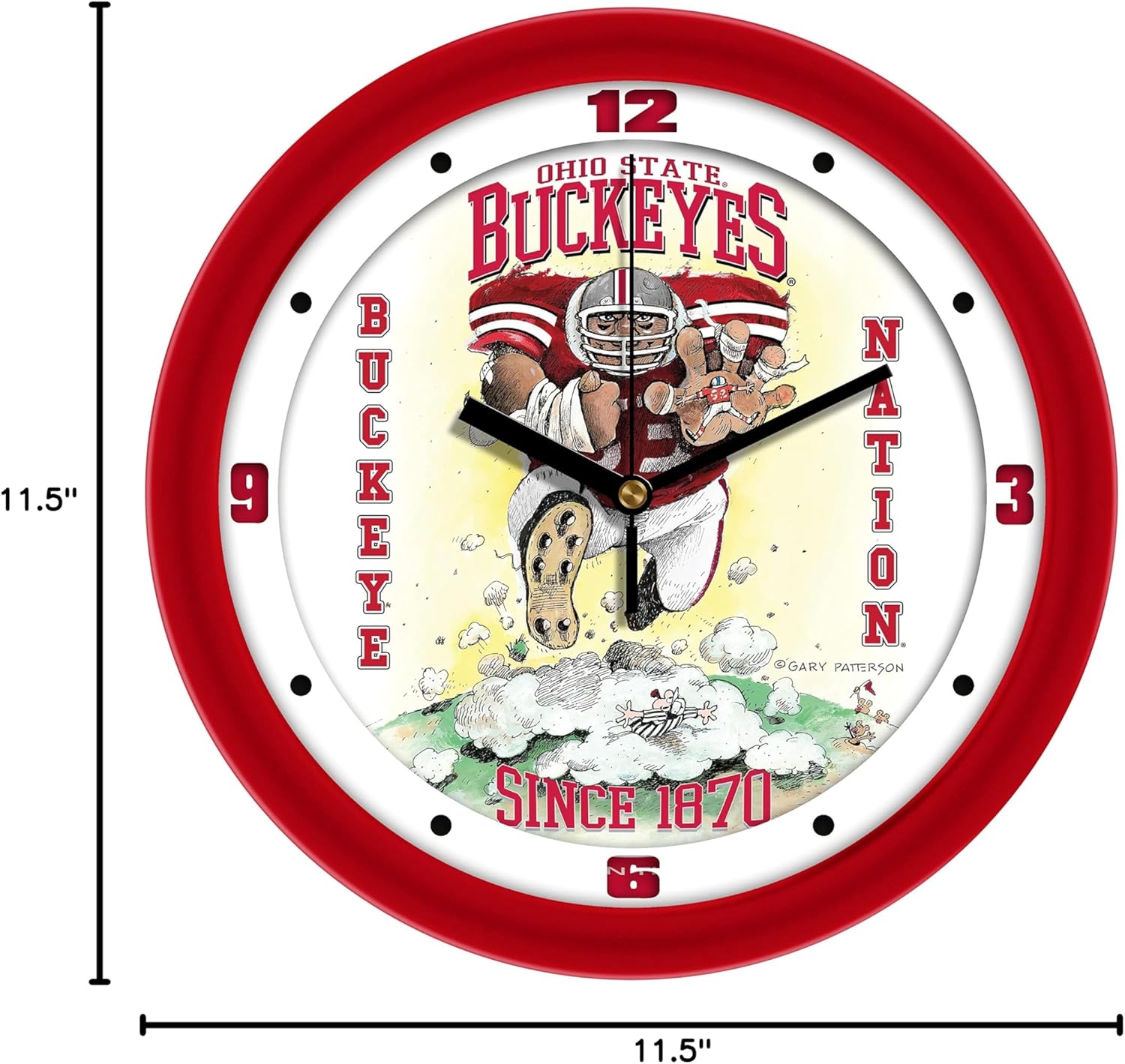 SunTime Ohio State Buckeyes Football Wall Clock - Steamroller by Gary Patterson - 11.5"